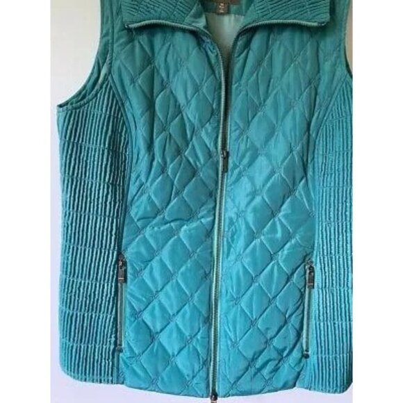 SPANNER Women's Vest Jacket Blue Zip Up Quilted Collared Lined Pocket M - Picture 2 of 7
